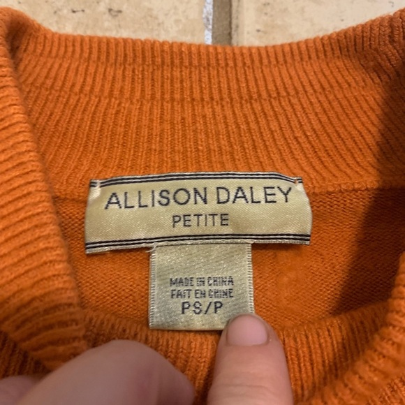 Vintage Allison Daley Petite PS/P Burnt Orange Mock Neck Cable Knit Sweater - Picture 3 of 5